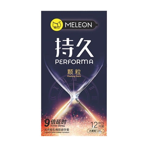 Bao cao su Meleon Performa Floating Point - Kéo dài thời gian gấp 9 lần hạt nổi - Hộp 12 cái