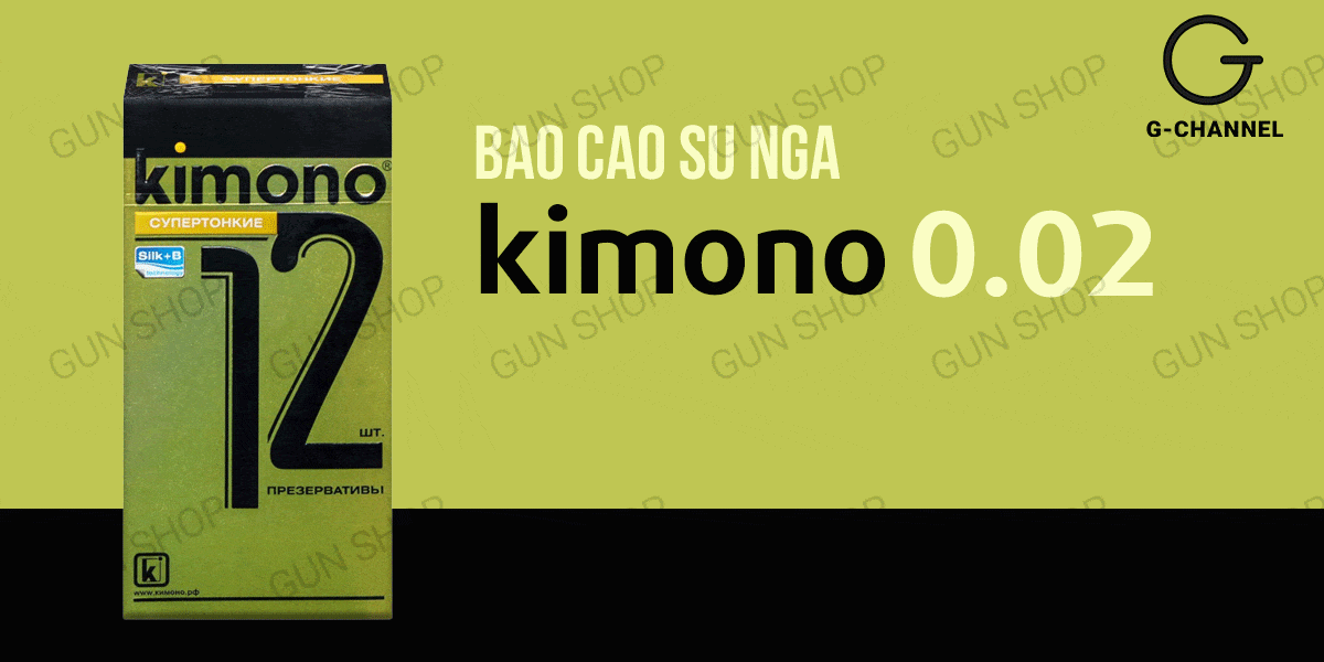 Bao cao su Kimono Vàng Siêu mỏng 0.02mm Hộp 12 cái kích thích cảm xúc