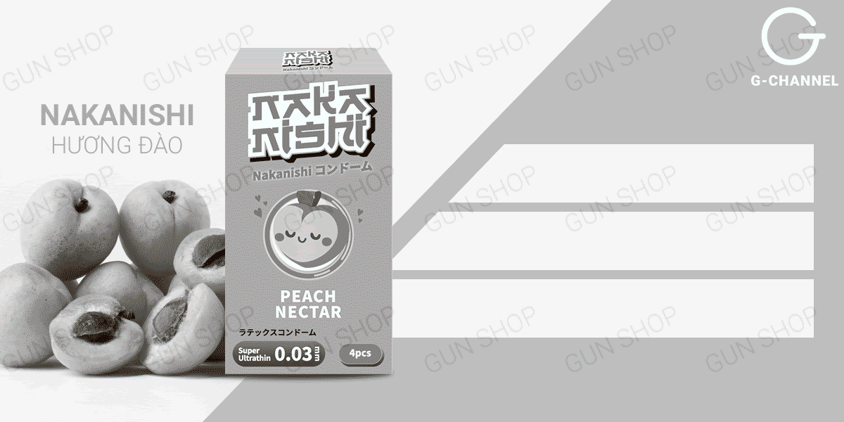Bao cao su Nakanishi siêu mỏng 0.03mm hương đào ngọt ngào kích thích mạnh