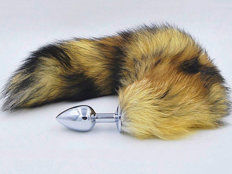 Đồ chơi kích thích hậu môn inox đuôi chồn chất liệu lông mềm