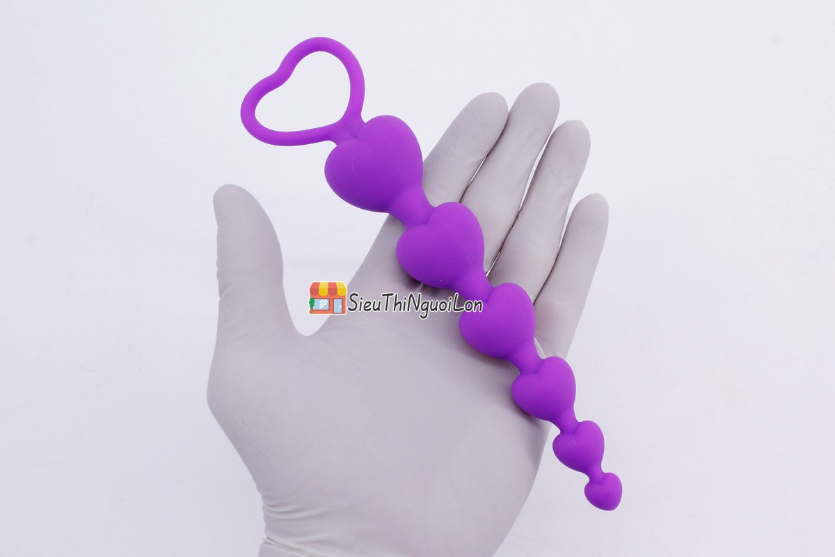 Chuỗi hạt kích thích hậu môn trái tim silicon mềm mại cao cấp