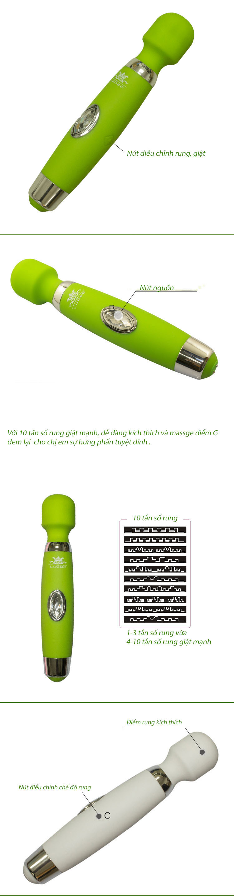 Chày Rung Louge AA1613 Siêu Mạnh Massage Điểm G, Giải Tỏa Stress