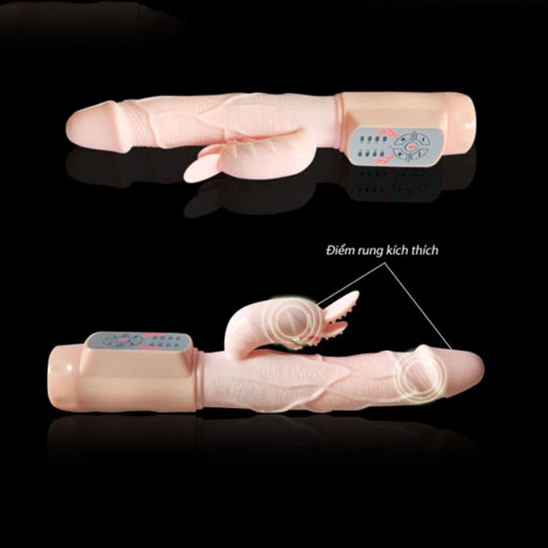 Dương vật rung Fire Bunny mềm nhiệt 4 chế độ silicon an toàn