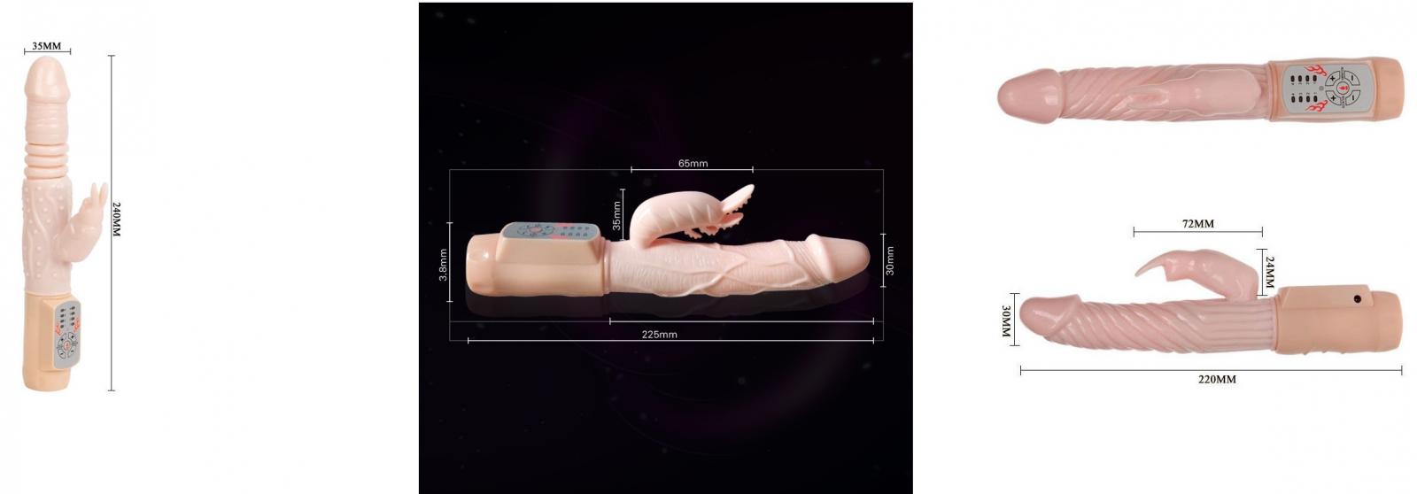 Dương vật rung Fire Bunny mềm nhiệt 4 chế độ silicon an toàn