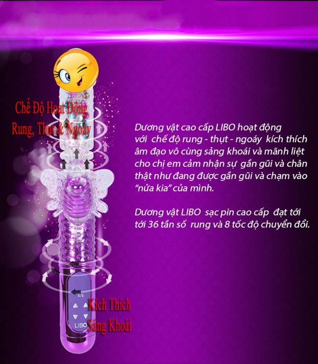 Dương vật rung thụt ngoáy Libo silicone cao cấp tăng khoái cảm