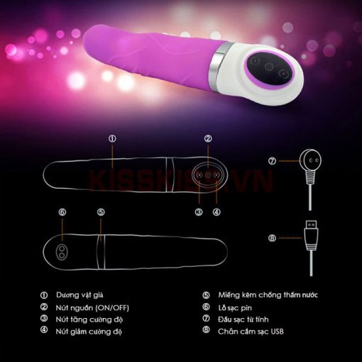 Dương vật thủ dâm Easylove rung thụt silicon cao cấp, sạc USB