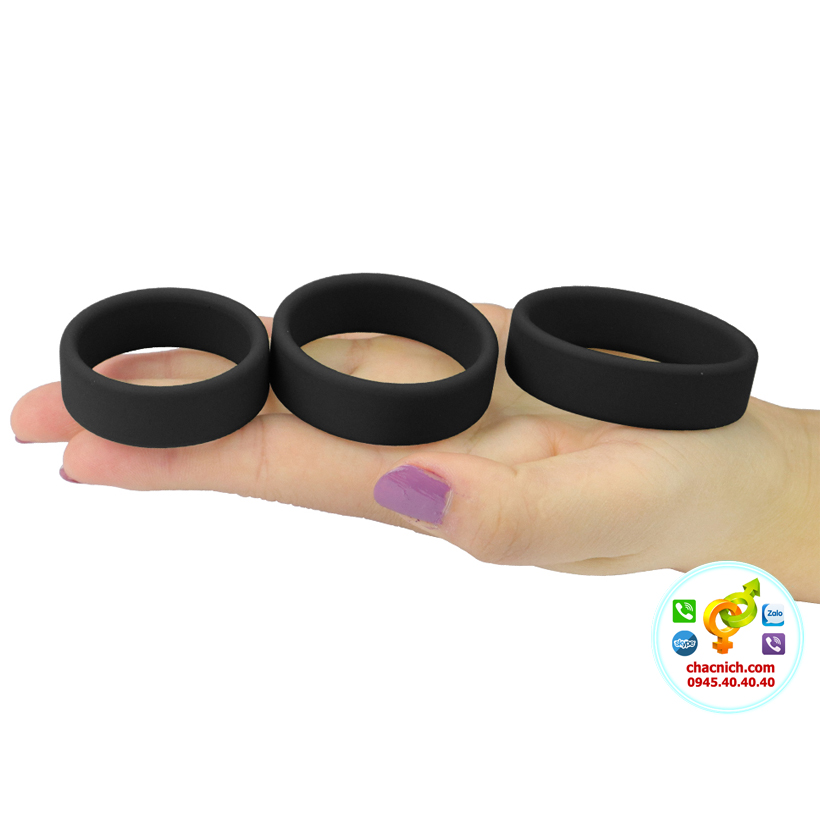 Bộ 3 vòng đeo silicon mỏng Lovetoy Power Plus siêu bền an toàn