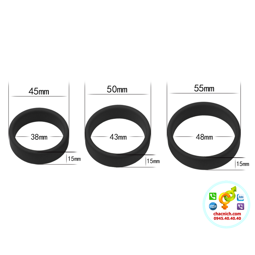 Bộ 3 vòng đeo silicon mỏng Lovetoy Power Plus siêu bền an toàn