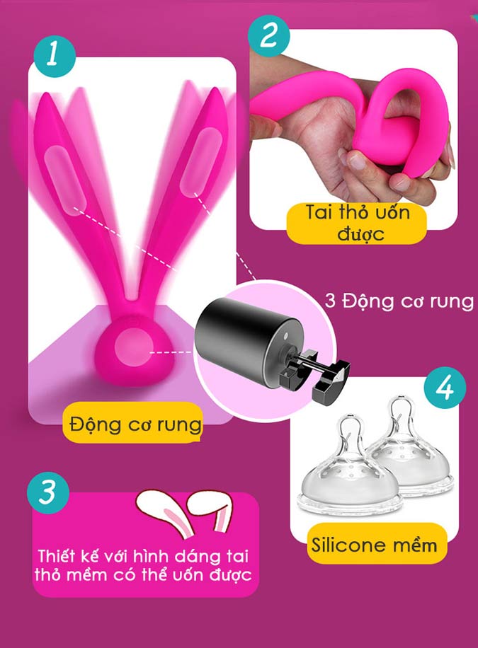 Máy mát xa điểm G tai thỏ Leten cao cấp rung siêu mạnh kích thích