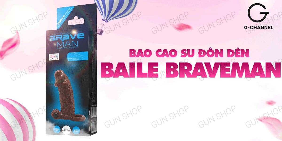 Đại lý Bao cao su đôn dên tăng kích thước rung nhiều điểm nổi Baile Braveman giá rẻ