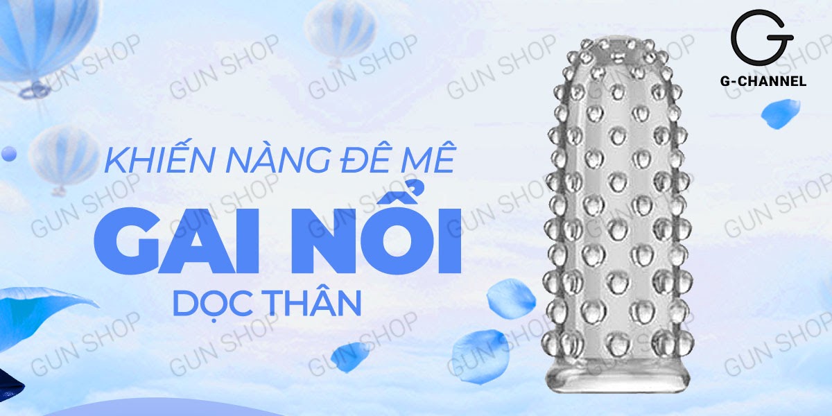 Bao cao su 2 ngón tay dài Aichao - Gai nổi lớn - Hộp 2 cái