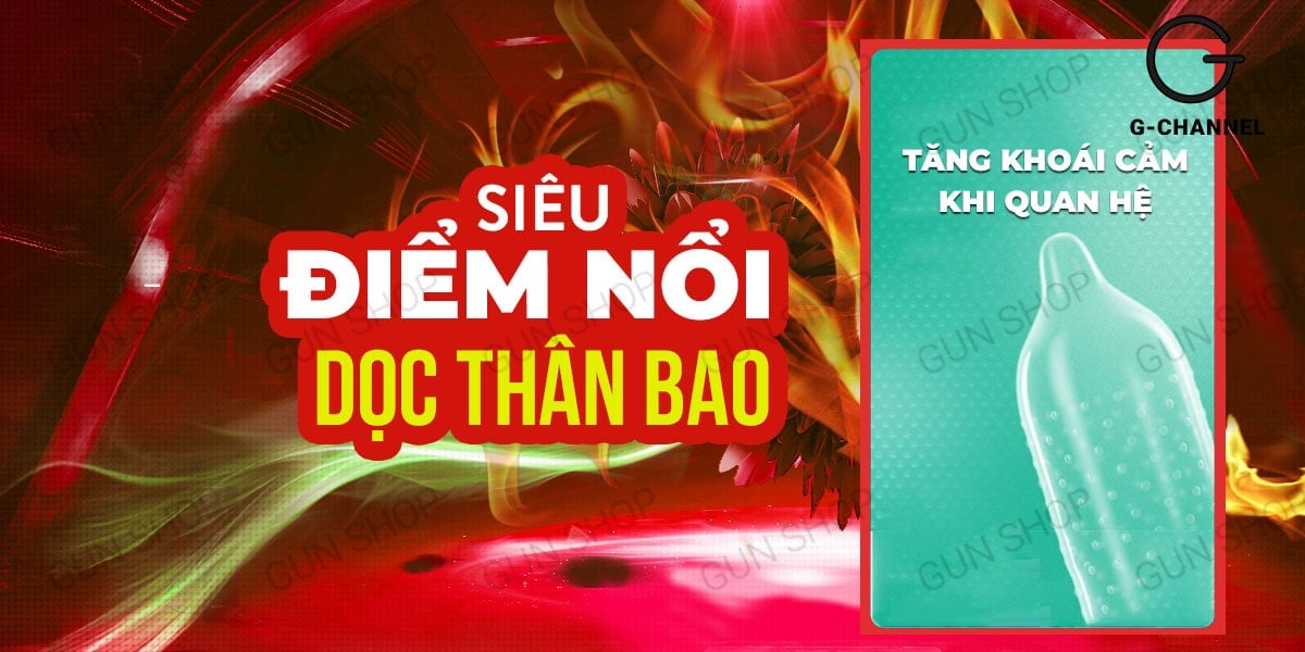 Bao cao su Muaisi Hot siêu điểm nổi ấm nóng hộp 10 cái chính hãng