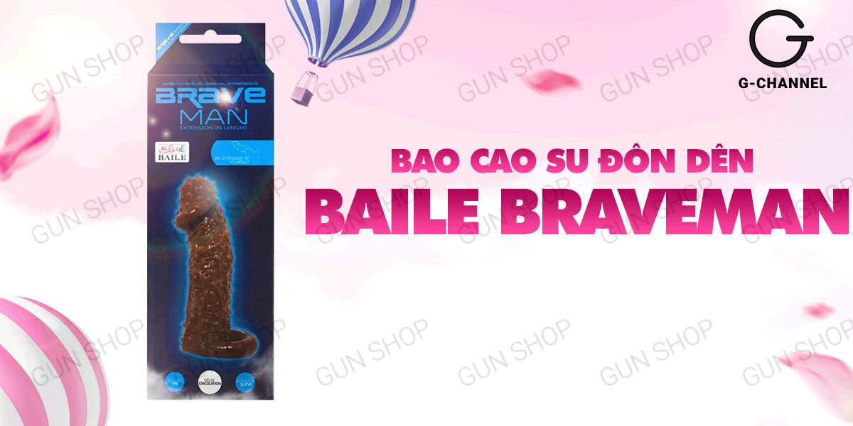 Kho sỉ Bao cao su đôn dên tăng kích thước có dây đeo Baile Braveman 14 x 4cm giá rẻ