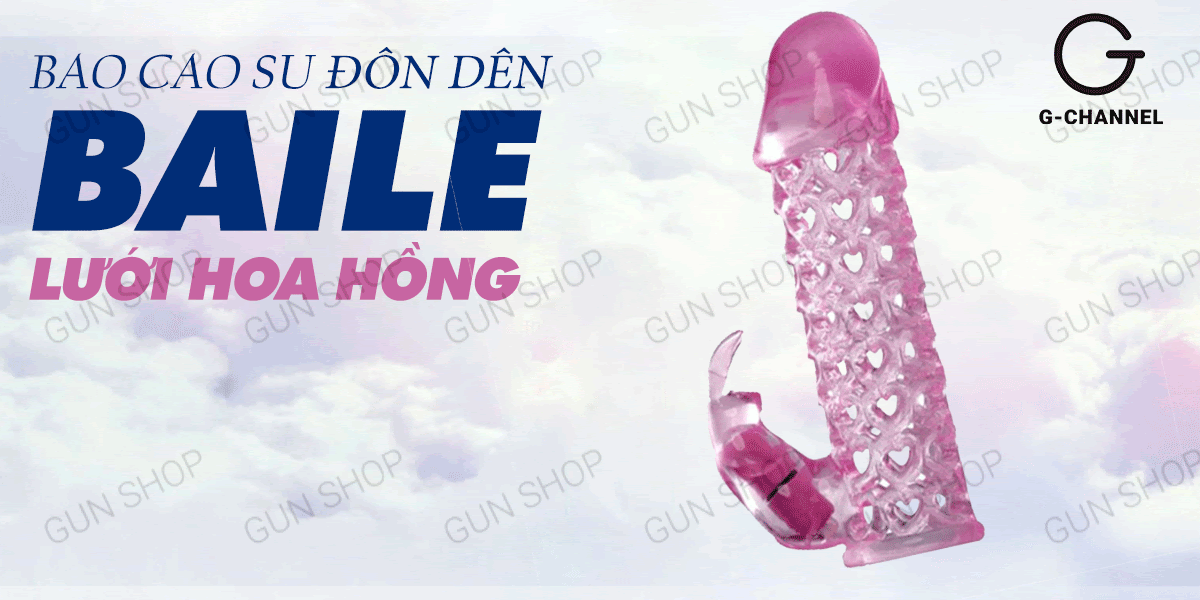 Bao cao su đôn dên rung Baile Hoa hồng mềm mại tăng khoái cảm