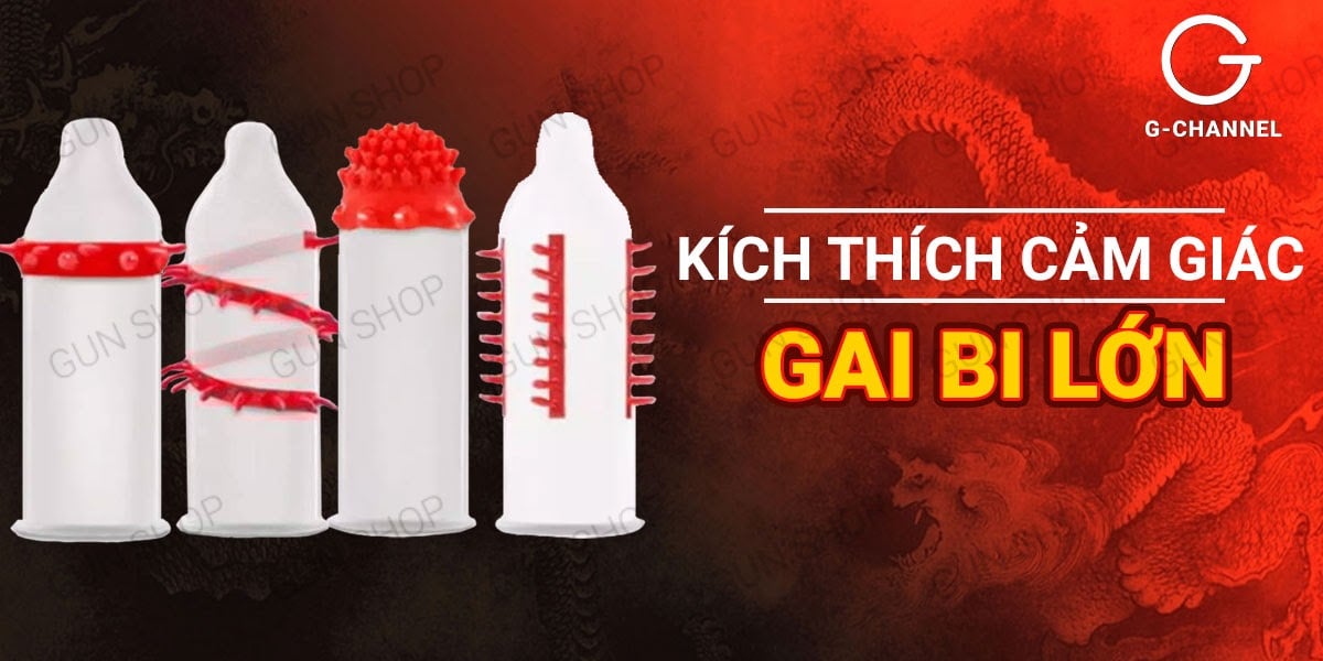 Bao cao su Dragon gân gai bi lớn kích thích đê mê hộp 3 cái