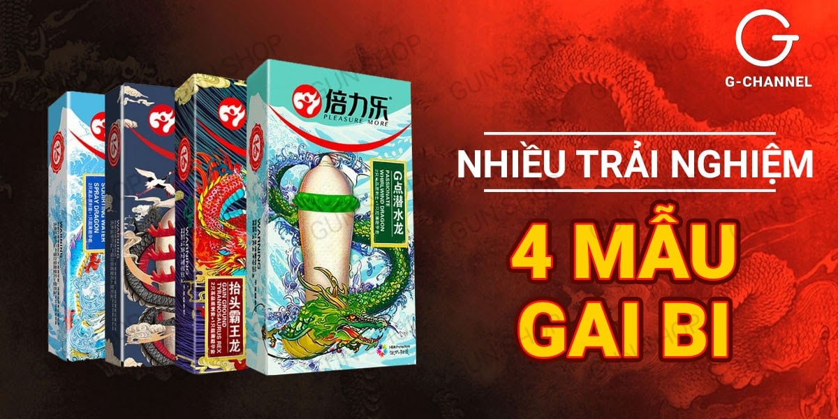Bao cao su Dragon gân gai bi lớn kích thích đê mê hộp 3 cái