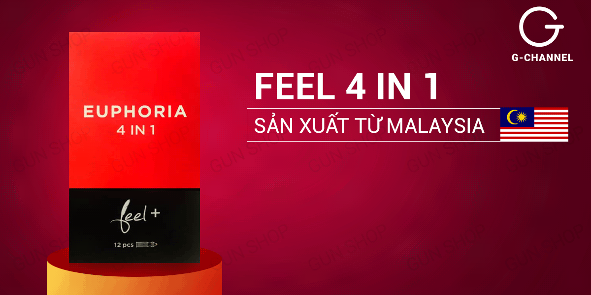 Nhập sỉ Bao cao su Feel Euphoria 4 in 1 - Kéo dài thời gian - Hộp 12 cái  loại tốt