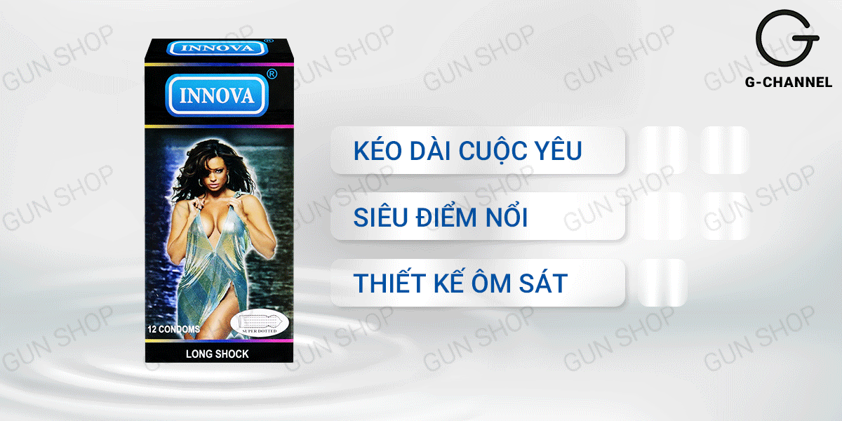 Bỏ sỉ Bao cao su gân gai Innova Đen Kéo dài thời gian 12 cái giá sỉ