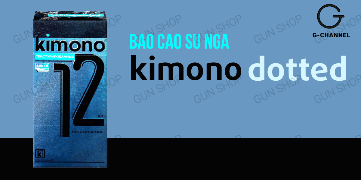 Bao cao su Kimono Dotted mỏng siêu mỏng 0.03mm hộp 12 cái feel thật tăng khoái cảm an toàn