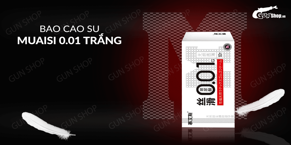 Bao cao su Muaisi 0.01 Trắng siêu mỏng cảm giác thật Hộp 10 cái giá tốt