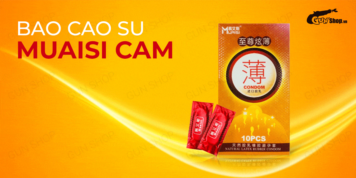Bao cao su Muaisi Cam siêu mỏng hương dâu chất lượng 10 cái