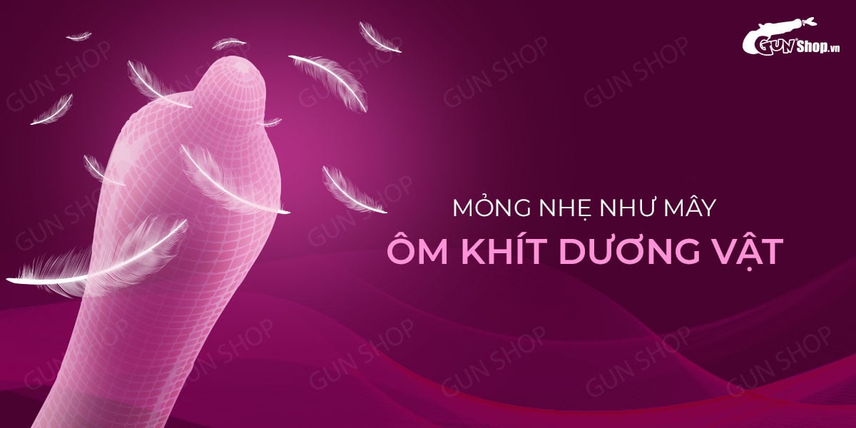 Bao cao su Muaisi Hồng siêu mỏng gel nhiều cảm giác hộp 10
