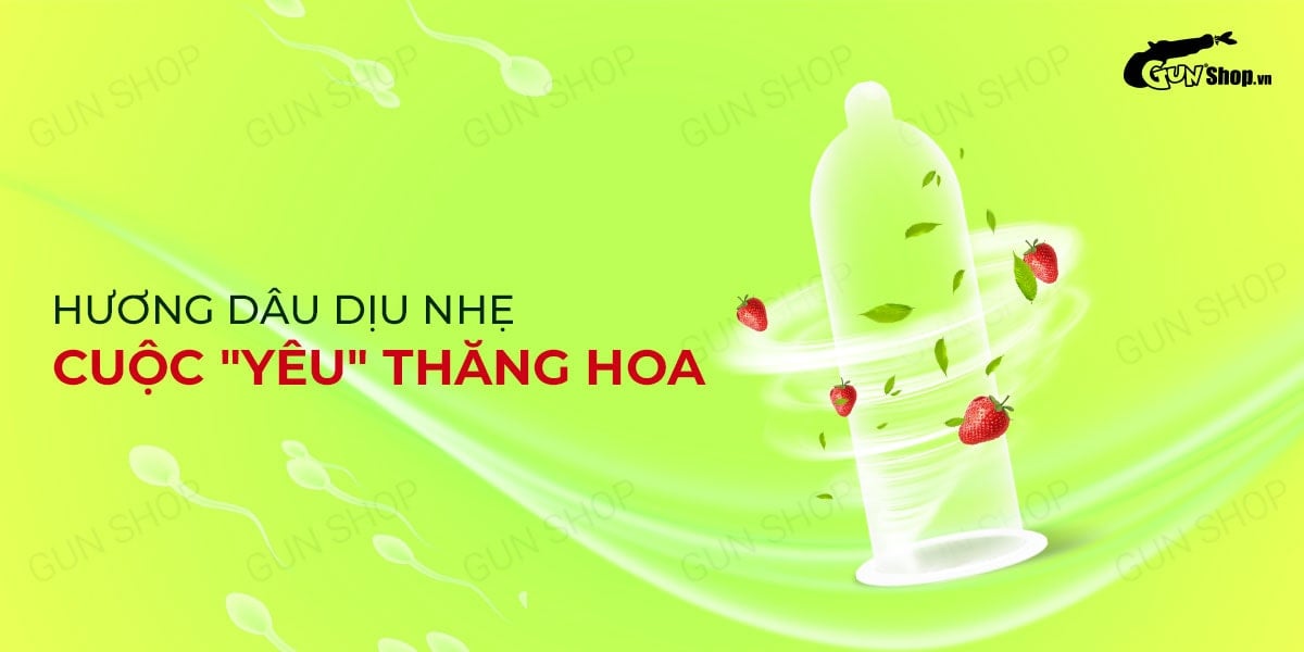 Bao cao su Muaisi Xanh Lá siêu mỏng hương dâu ngọt thơm an toàn