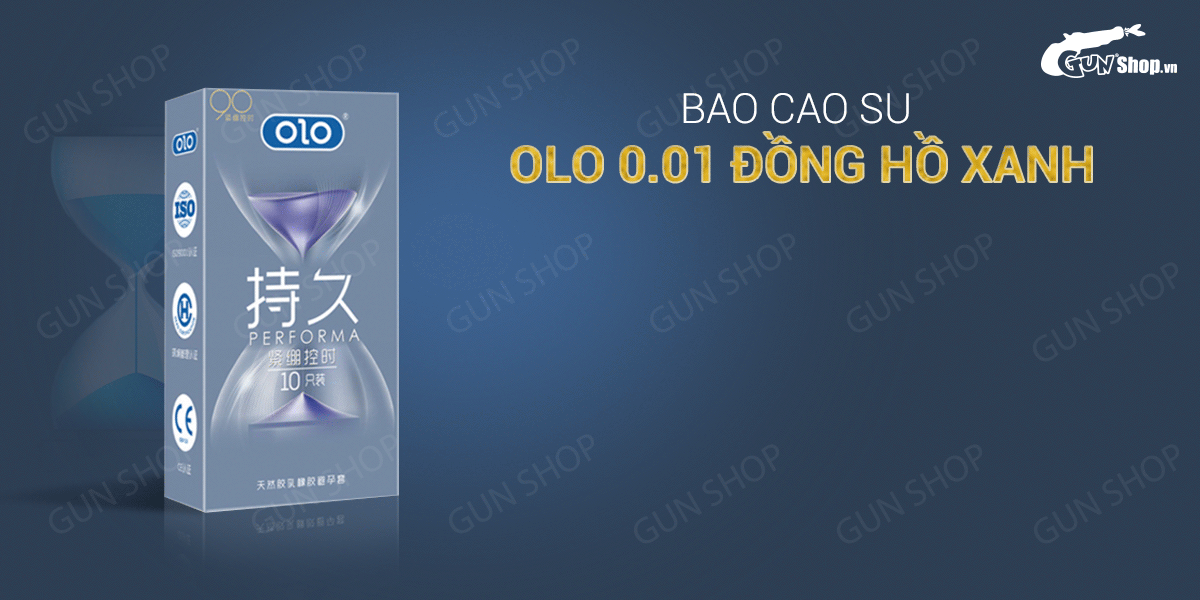 Bao cao su OLO 0.01 Đồng Hồ Xanh kéo dài thời gian vani hộp 10