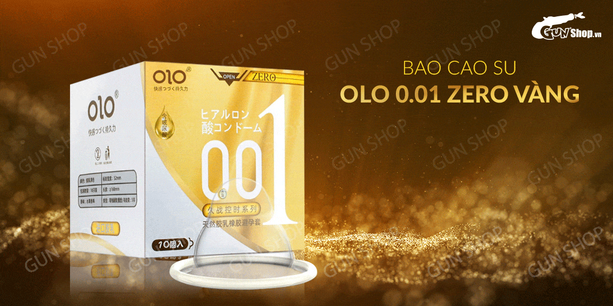Review Bao cao su OLO 0.01 Zero Vàng - Siêu mỏng gân và hạt - Hộp 10 cái  chính hãng