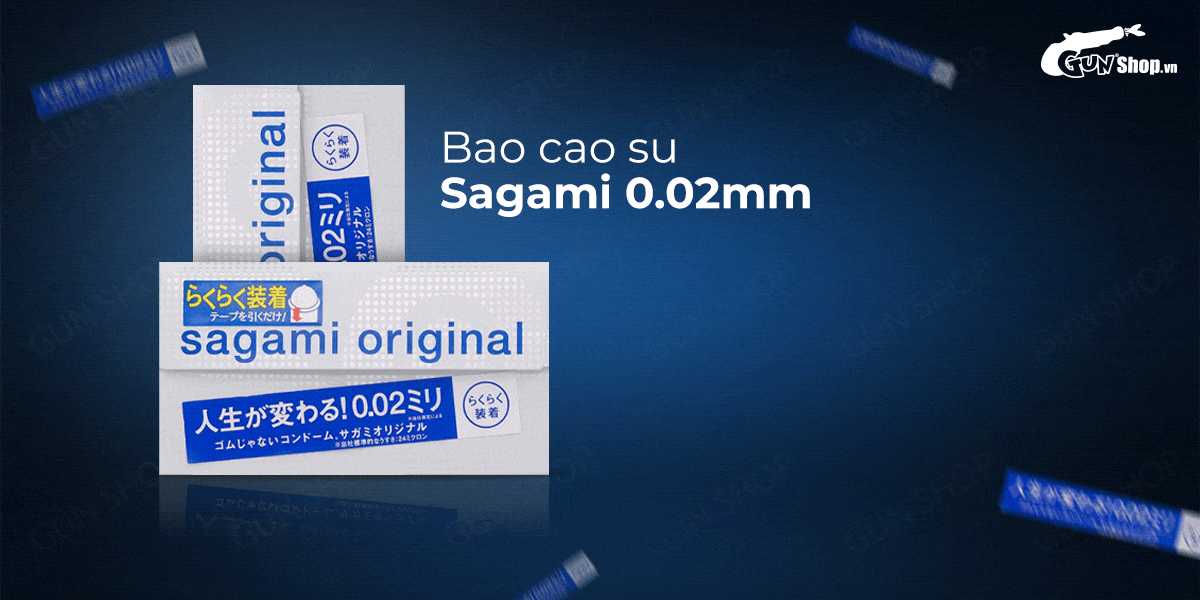 Bao cao su Sagami 0.02mm siêu mỏng 6 cái gel bôi trơn êm ái
