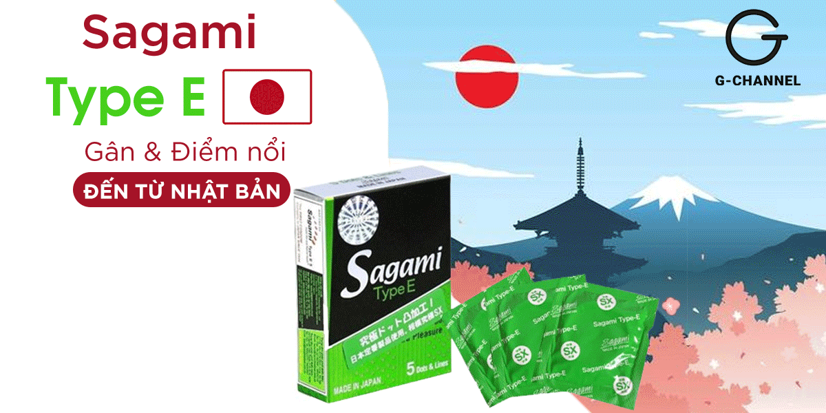 Đại lý Bao cao su Sagami Type E - Gân và điểm nổi - Hộp 5 cái  cao cấp