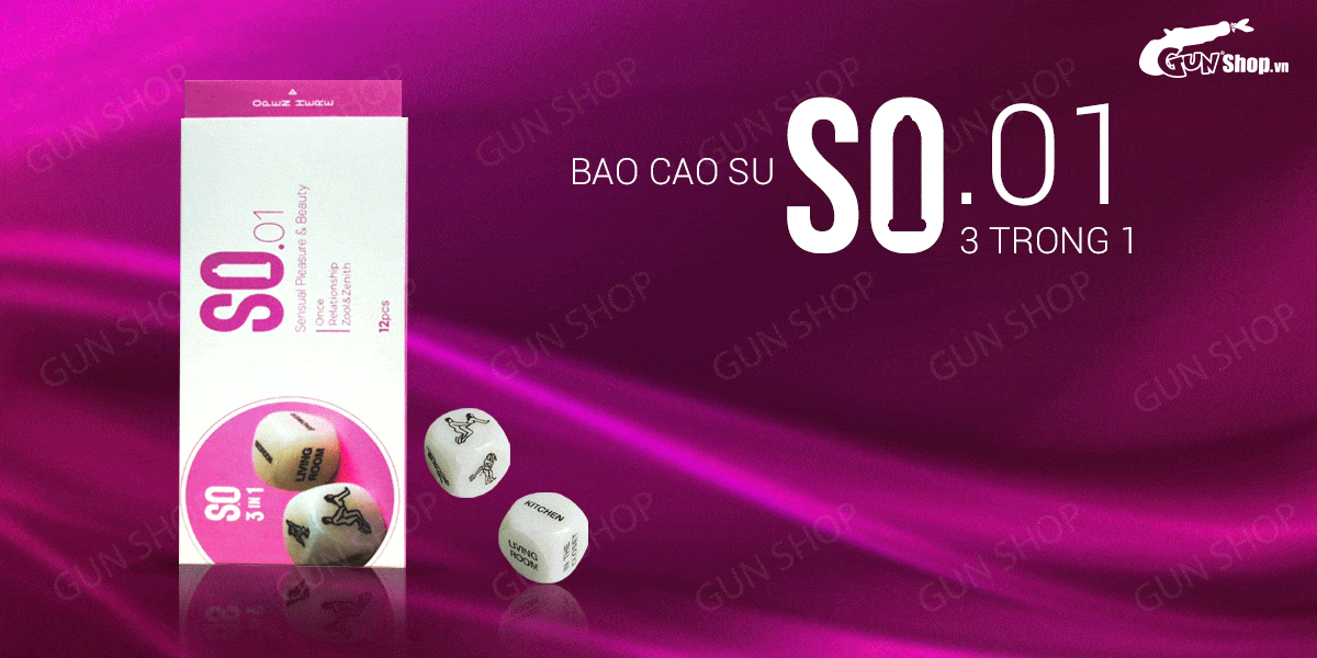 Bao cao su SO 3 in 1 siêu mỏng gân điểm nổi an toàn hộp 12 cái