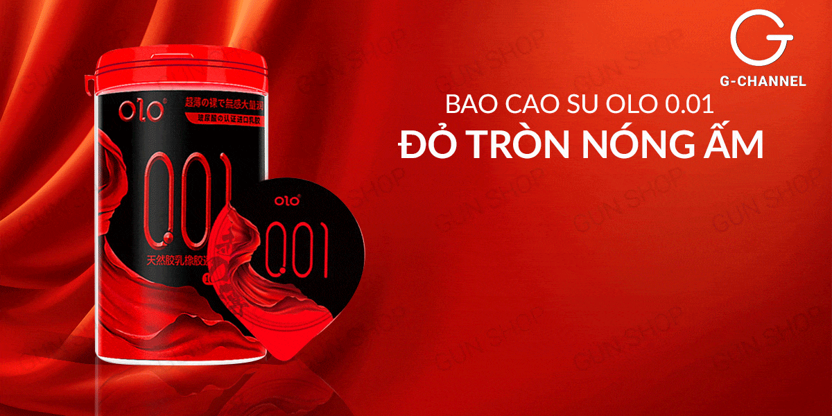 Bao cao su OLO 0.01 đỏ siêu mỏng nóng ấm an toàn hộp 10 cái