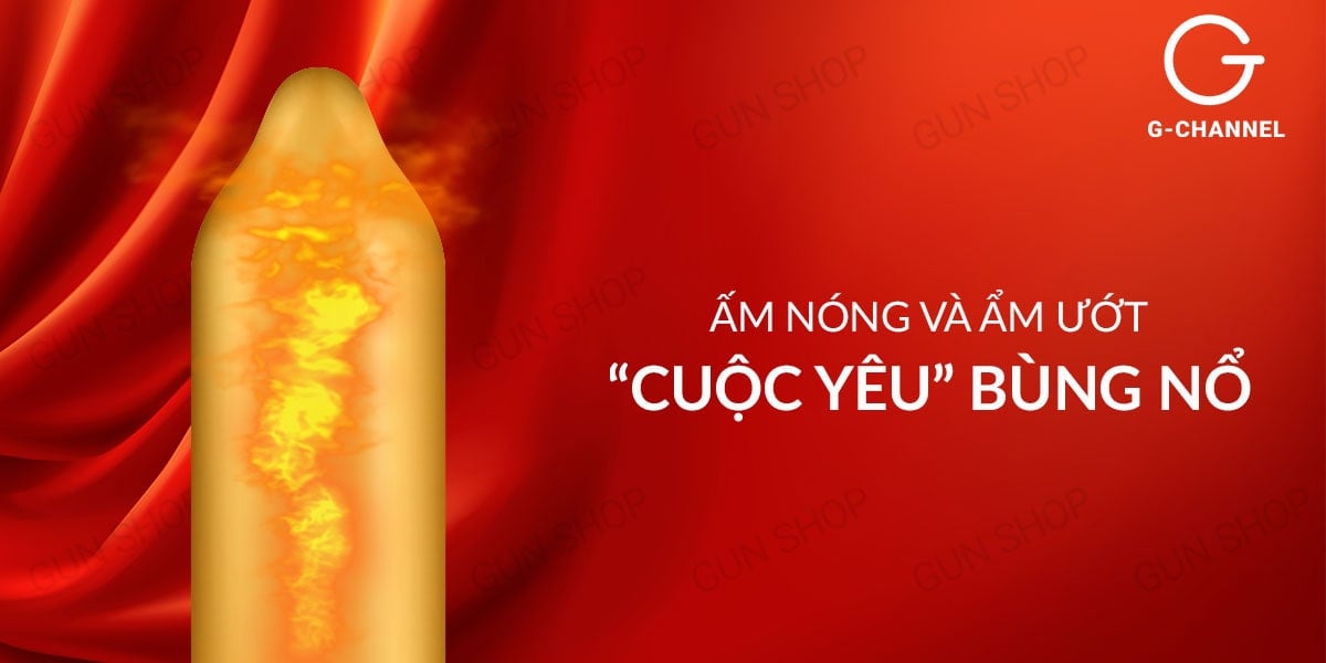 Bao cao su OLO 0.01 đỏ siêu mỏng nóng ấm an toàn hộp 10 cái