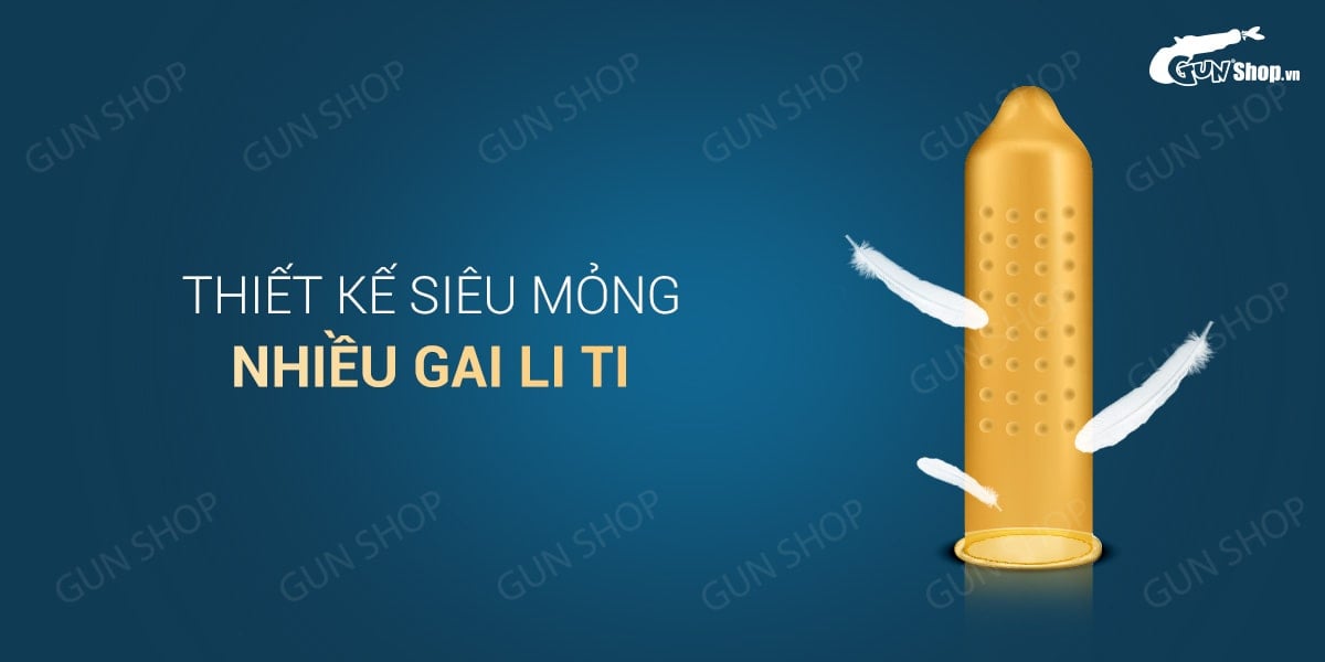 Bao cao su OLO siêu mỏng 0.01 Đồng Hồ Vàng, kéo dài, hộp 10