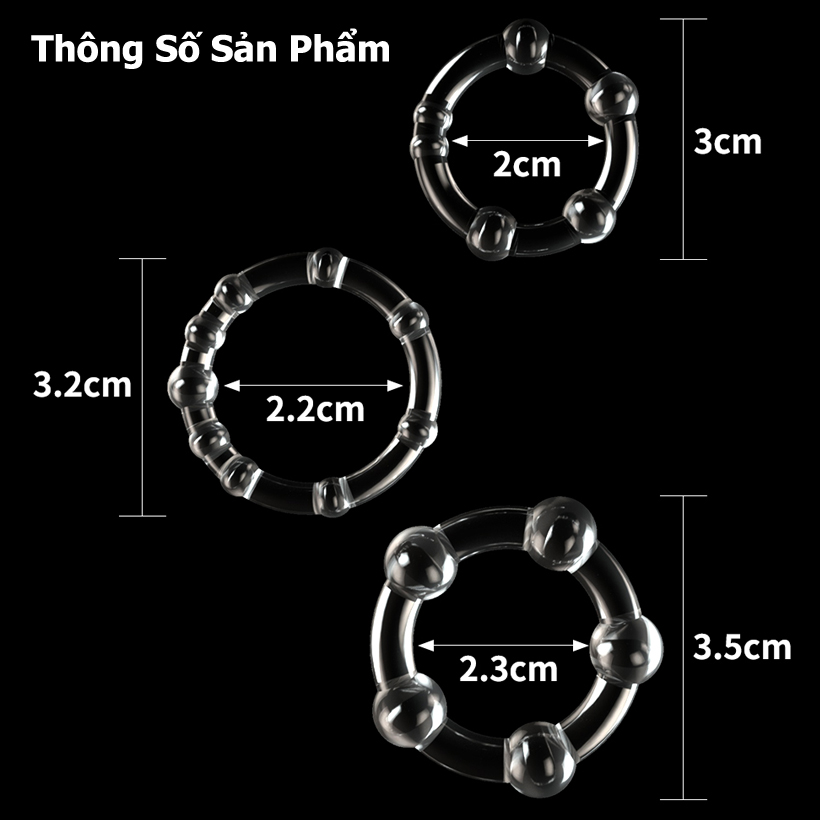 Bộ 3 vòng cockring silicon Lovetoy Power Plus bi siêu mềm mại