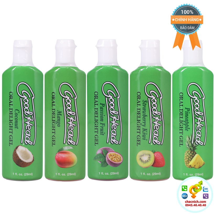 Set 5 tuýp gel bôi trơn GoodHead hương trái cây hấp dẫn Dừa Dâu Kiwi