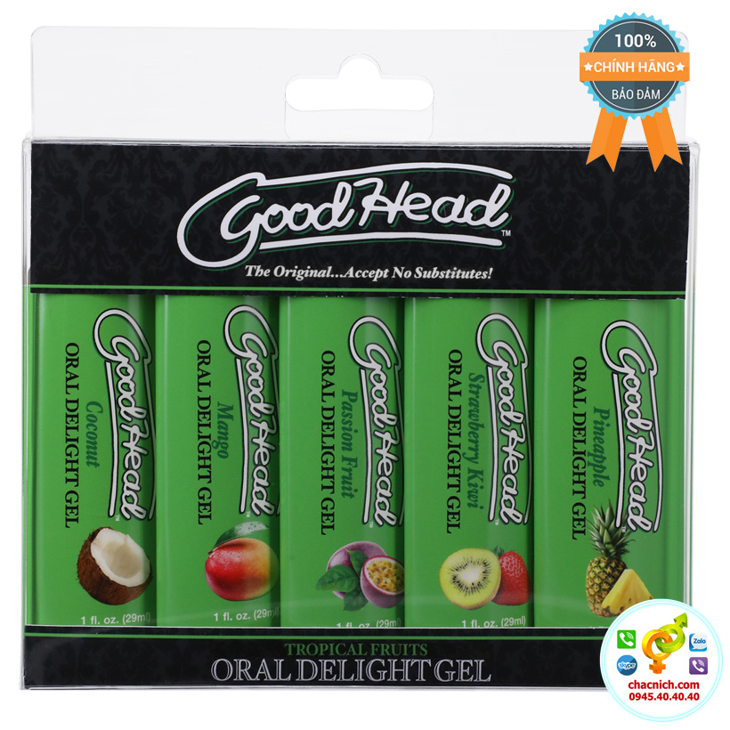 Set 5 tuýp gel bôi trơn GoodHead hương trái cây hấp dẫn Dừa Dâu Kiwi