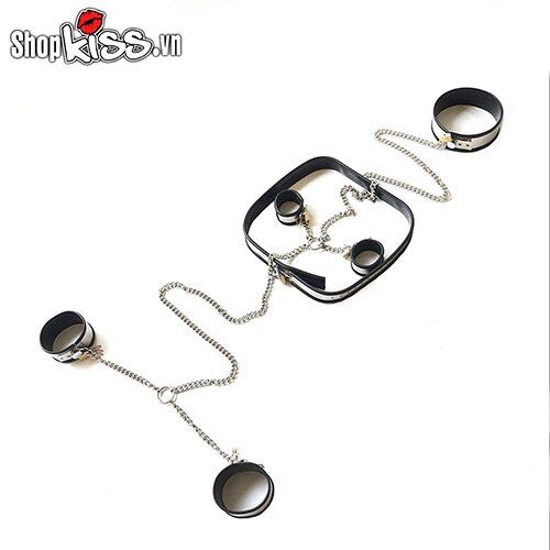 Bộ còng tay chân cổ lưng bạo dâm kim loại bền chắc