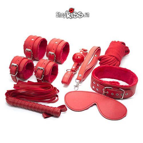 Bộ đồ chơi BDSM da đỏ 7 món QT07 cao cấp hấp dẫn