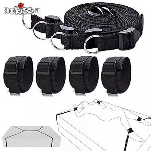 Bộ trói tay chân phòng the đen cao cấp tăng khoái cảm Aphrodisia
