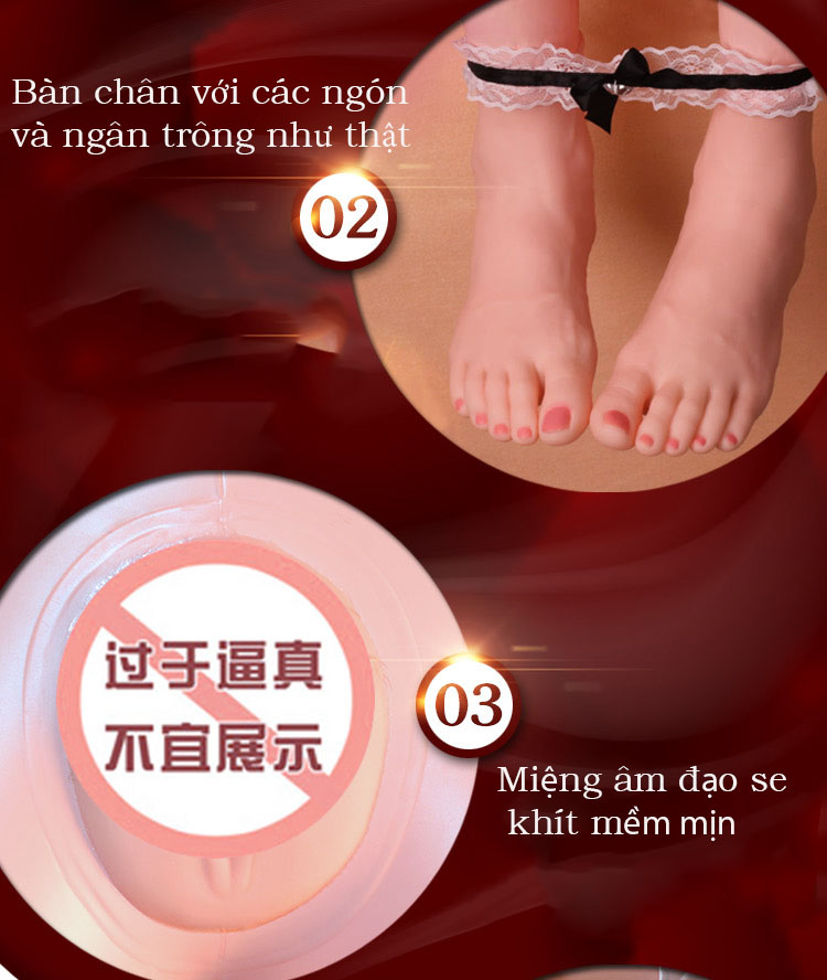 Búp bê tình dục nam siêu thật 3 vòng chuẩn mềm mại tăng khoái cảm