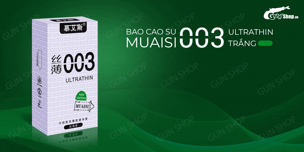 Bao cao su Muaisi 0.03 siêu mỏng mềm mại Hộp 12 cái thoải mái an toàn