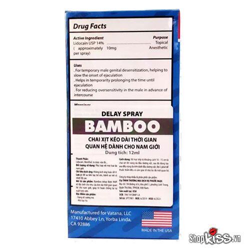 Cung cấp Chai xịt chống xuất tinh sớm Bamboo Delay của Mỹ chính hãng
