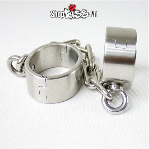 Còng chân BDSM thép không gỉ bạo dâm bền đẹp phụ kiện khóa an toàn