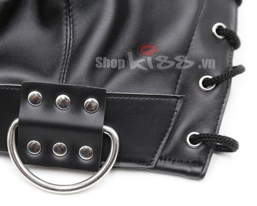 Mặt nạ trùm đầu mặt quỷ khóa kéo miệng Da PU cao cấp kích thích