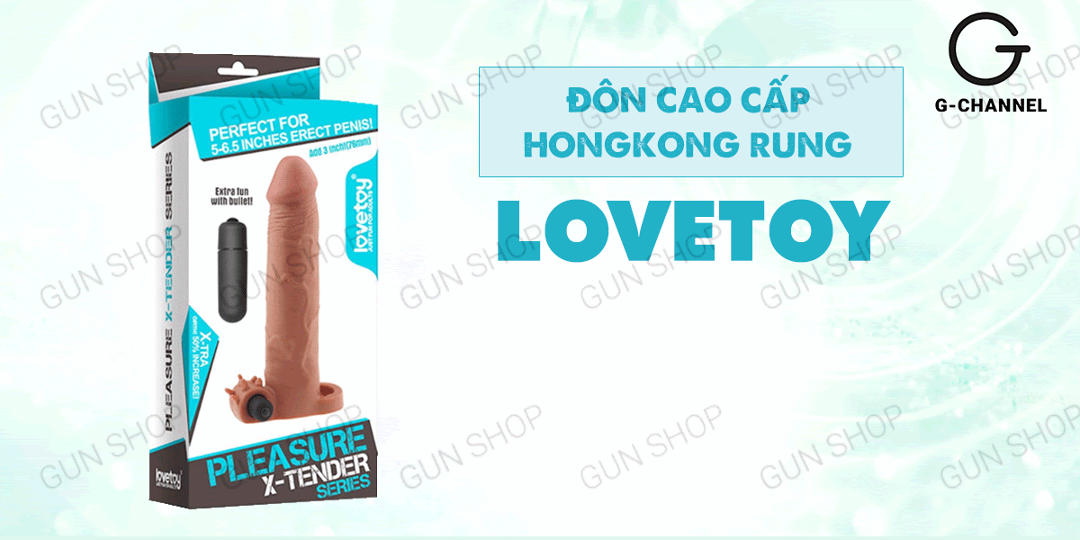 Địa chỉ bán Bao cao su đôn dên tăng kích thước rung mạnh Lovetoy Pleasure X-Tender tăng 3  nhập khẩu