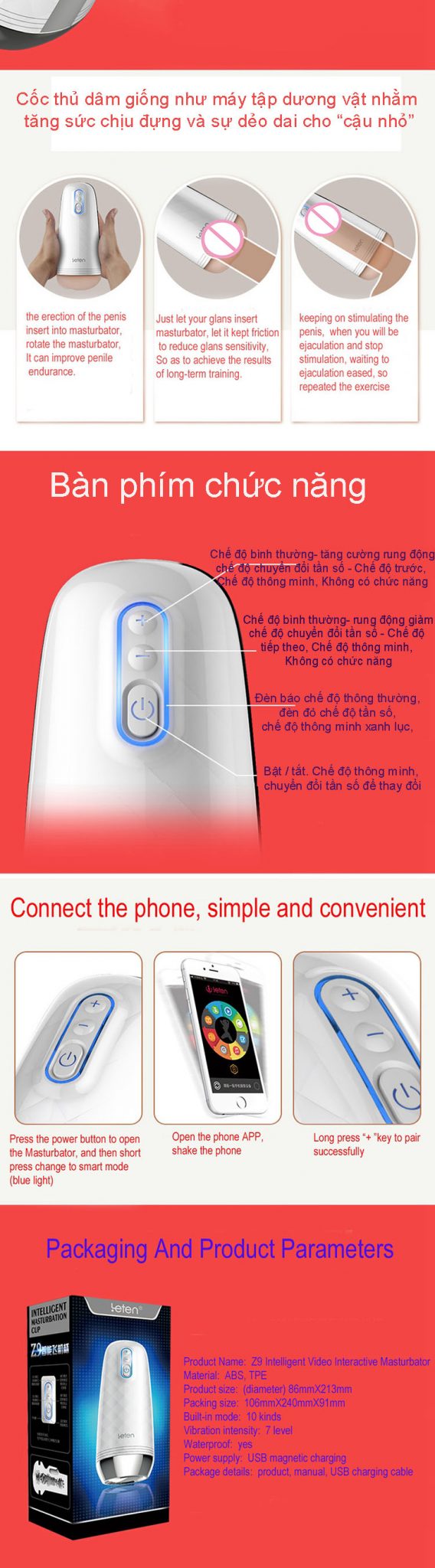 Dụng cụ bú mút Leten Z9 điều khiển điện thoại kích thích mạnh mẽ tiện lợi