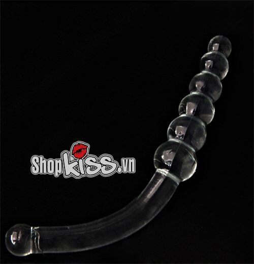 Dụng cụ mát xa hậu môn chữ L hạt tròn thủy tinh cao cấp cho gay