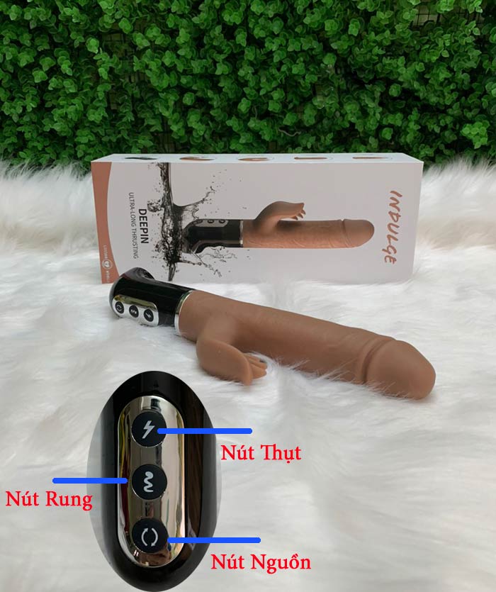 Dương Vật Silicone Cao Cấp DeePin Rung Liếm Thụt Sạc USB